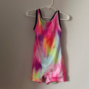 Justice colorful gymnastics, dance outfit.